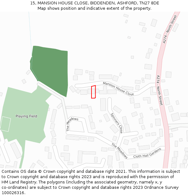 15, MANSION HOUSE CLOSE, BIDDENDEN, ASHFORD, TN27 8DE: Location map and indicative extent of plot