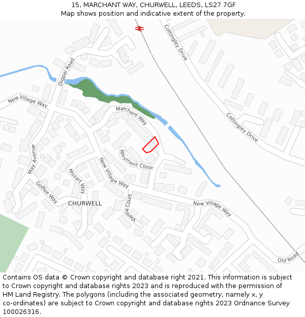 15, MARCHANT WAY, CHURWELL, LEEDS, LS27 7GF: Location map and indicative extent of plot