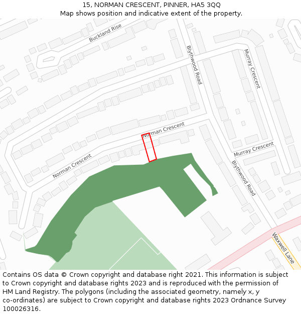 15, NORMAN CRESCENT, PINNER, HA5 3QQ: Location map and indicative extent of plot