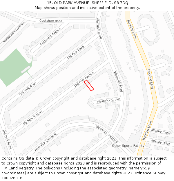 15, OLD PARK AVENUE, SHEFFIELD, S8 7DQ: Location map and indicative extent of plot