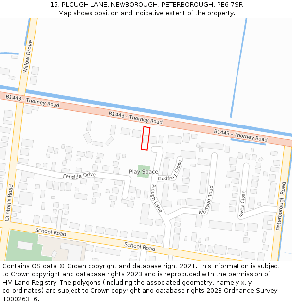 15, PLOUGH LANE, NEWBOROUGH, PETERBOROUGH, PE6 7SR: Location map and indicative extent of plot