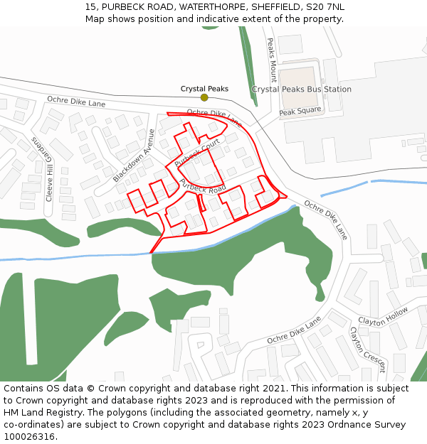 15, PURBECK ROAD, WATERTHORPE, SHEFFIELD, S20 7NL: Location map and indicative extent of plot