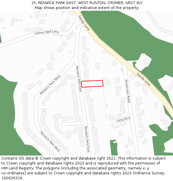 15, RENWICK PARK EAST, WEST RUNTON, CROMER, NR27 9LY: Location map and indicative extent of plot