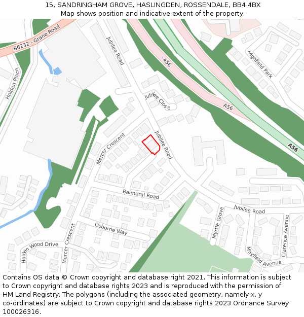 15, SANDRINGHAM GROVE, HASLINGDEN, ROSSENDALE, BB4 4BX: Location map and indicative extent of plot