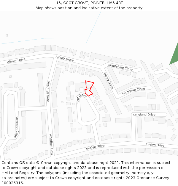 15, SCOT GROVE, PINNER, HA5 4RT: Location map and indicative extent of plot