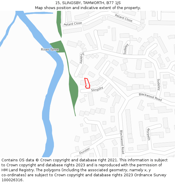 15, SLINGSBY, TAMWORTH, B77 1JS: Location map and indicative extent of plot