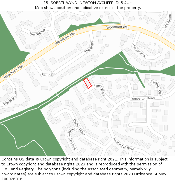 15, SORREL WYND, NEWTON AYCLIFFE, DL5 4UH: Location map and indicative extent of plot