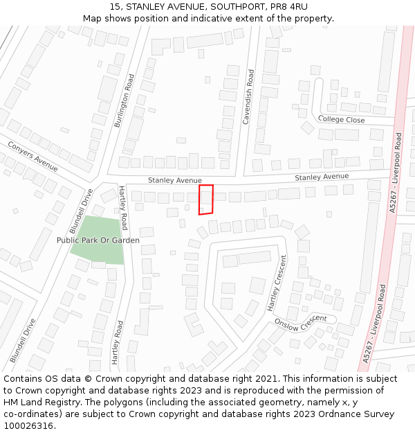 15, STANLEY AVENUE, SOUTHPORT, PR8 4RU: Location map and indicative extent of plot