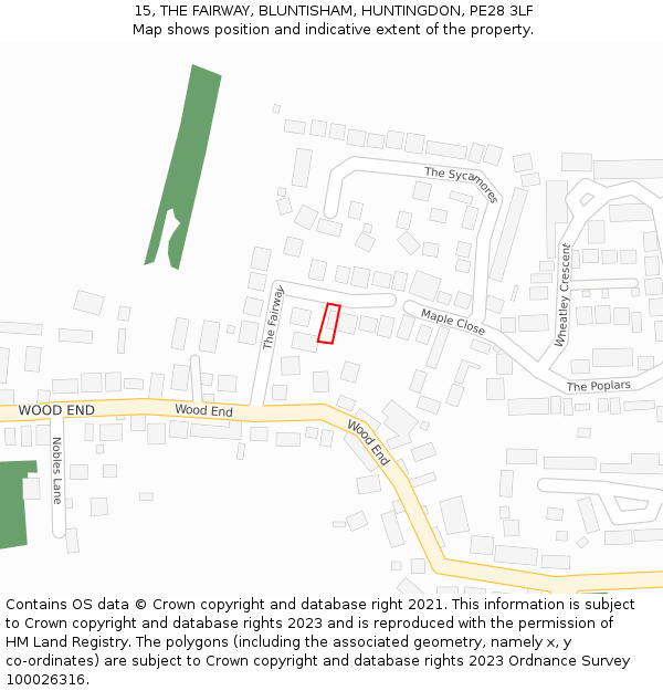 15, THE FAIRWAY, BLUNTISHAM, HUNTINGDON, PE28 3LF: Location map and indicative extent of plot