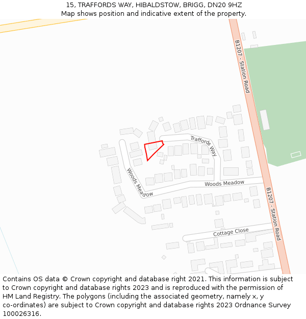 15, TRAFFORDS WAY, HIBALDSTOW, BRIGG, DN20 9HZ: Location map and indicative extent of plot