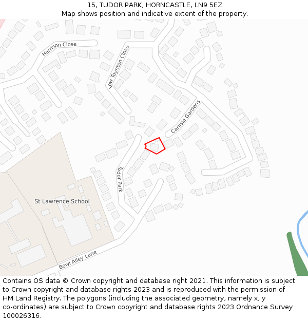 15, TUDOR PARK, HORNCASTLE, LN9 5EZ: Location map and indicative extent of plot