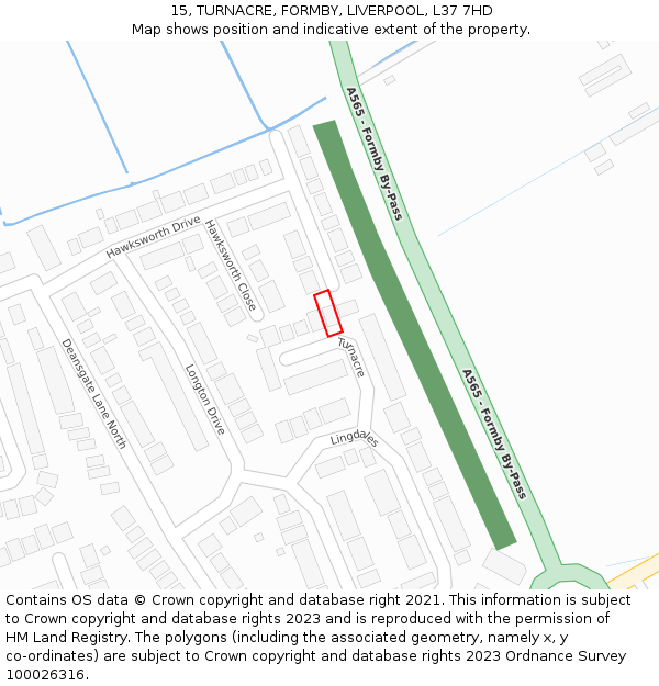 15, TURNACRE, FORMBY, LIVERPOOL, L37 7HD: Location map and indicative extent of plot