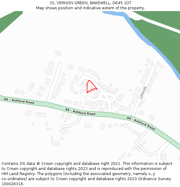 15, VERNON GREEN, BAKEWELL, DE45 1DT: Location map and indicative extent of plot