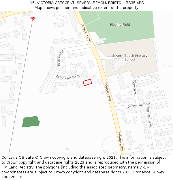 15, VICTORIA CRESCENT, SEVERN BEACH, BRISTOL, BS35 4PS: Location map and indicative extent of plot