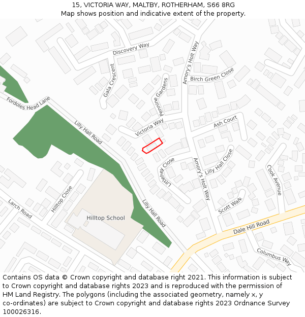 15, VICTORIA WAY, MALTBY, ROTHERHAM, S66 8RG: Location map and indicative extent of plot