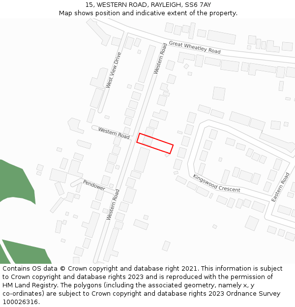 15, WESTERN ROAD, RAYLEIGH, SS6 7AY: Location map and indicative extent of plot