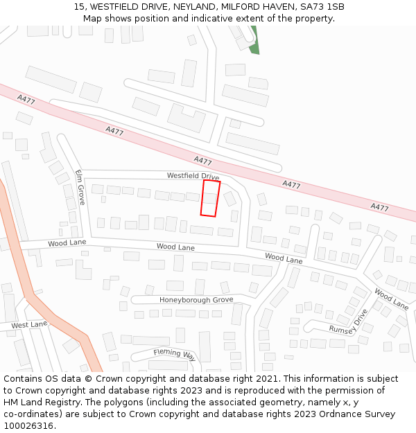 15, WESTFIELD DRIVE, NEYLAND, MILFORD HAVEN, SA73 1SB: Location map and indicative extent of plot