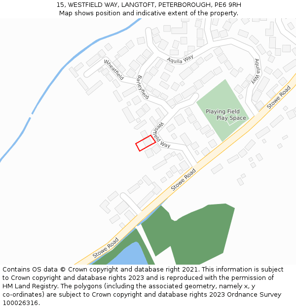 15, WESTFIELD WAY, LANGTOFT, PETERBOROUGH, PE6 9RH: Location map and indicative extent of plot