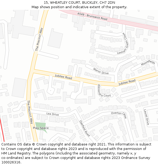 15, WHEATLEY COURT, BUCKLEY, CH7 2DN: Location map and indicative extent of plot