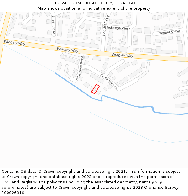 15, WHITSOME ROAD, DERBY, DE24 3GQ: Location map and indicative extent of plot