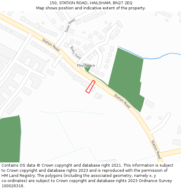 150, STATION ROAD, HAILSHAM, BN27 2EQ: Location map and indicative extent of plot