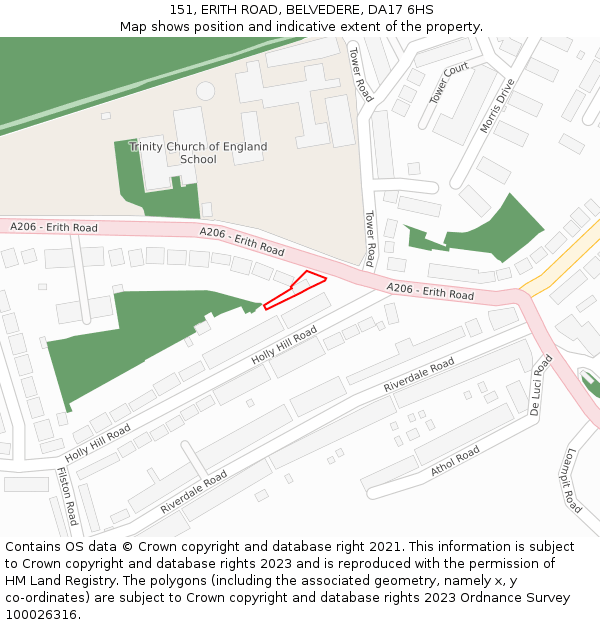 151, ERITH ROAD, BELVEDERE, DA17 6HS: Location map and indicative extent of plot