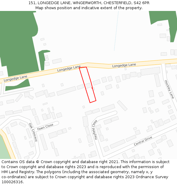 151, LONGEDGE LANE, WINGERWORTH, CHESTERFIELD, S42 6PR: Location map and indicative extent of plot