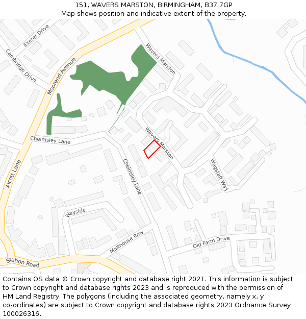 151, WAVERS MARSTON, BIRMINGHAM, B37 7GP: Location map and indicative extent of plot