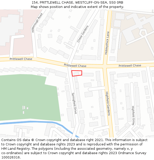 154, PRITTLEWELL CHASE, WESTCLIFF-ON-SEA, SS0 0RB: Location map and indicative extent of plot