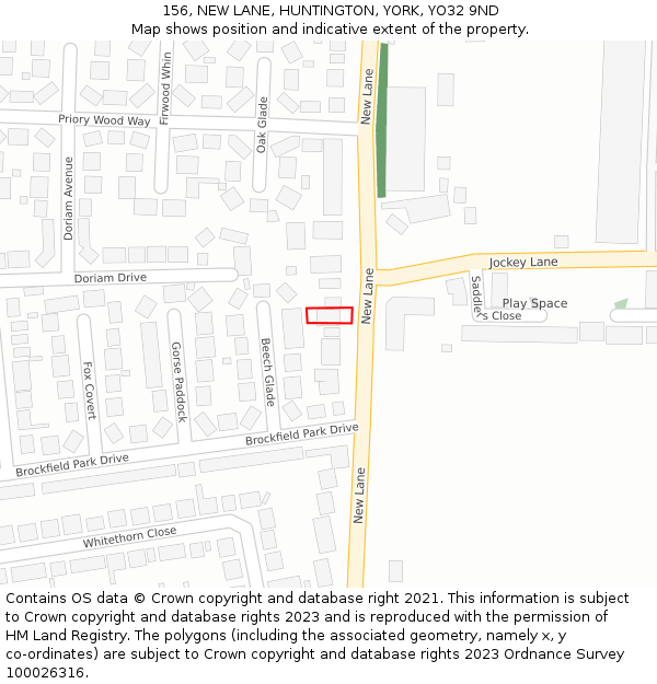 156, NEW LANE, HUNTINGTON, YORK, YO32 9ND: Location map and indicative extent of plot