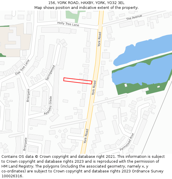 156, YORK ROAD, HAXBY, YORK, YO32 3EL: Location map and indicative extent of plot