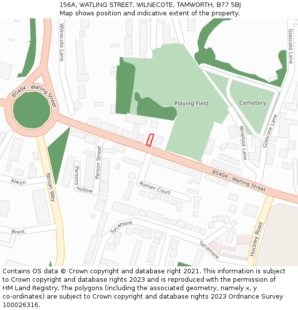 156A, WATLING STREET, WILNECOTE, TAMWORTH, B77 5BJ: Location map and indicative extent of plot