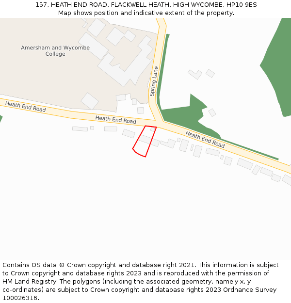 157, HEATH END ROAD, FLACKWELL HEATH, HIGH WYCOMBE, HP10 9ES: Location map and indicative extent of plot