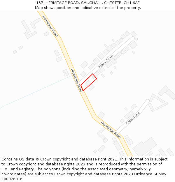 157, HERMITAGE ROAD, SAUGHALL, CHESTER, CH1 6AF: Location map and indicative extent of plot