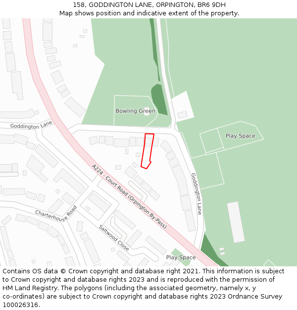 158, GODDINGTON LANE, ORPINGTON, BR6 9DH: Location map and indicative extent of plot