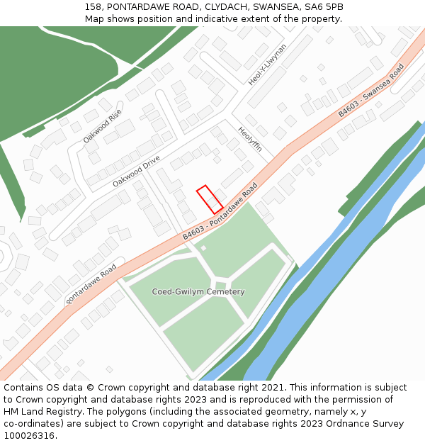 158, PONTARDAWE ROAD, CLYDACH, SWANSEA, SA6 5PB: Location map and indicative extent of plot