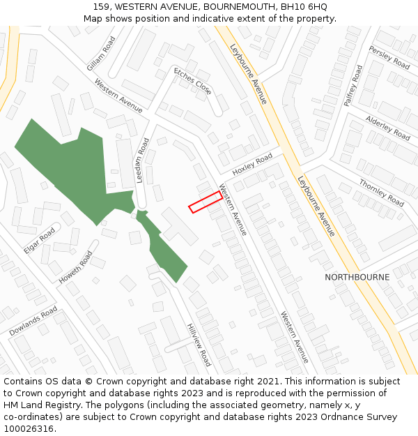 159, WESTERN AVENUE, BOURNEMOUTH, BH10 6HQ: Location map and indicative extent of plot