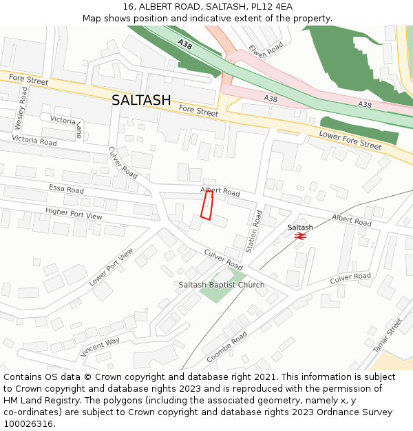 16, ALBERT ROAD, SALTASH, PL12 4EA: Location map and indicative extent of plot