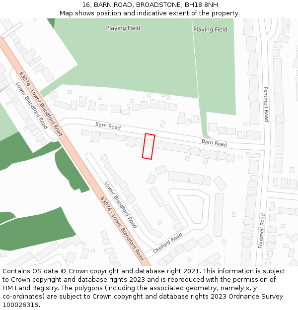 16, BARN ROAD, BROADSTONE, BH18 8NH: Location map and indicative extent of plot