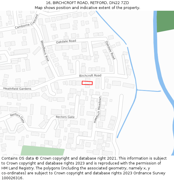 16, BIRCHCROFT ROAD, RETFORD, DN22 7ZD: Location map and indicative extent of plot