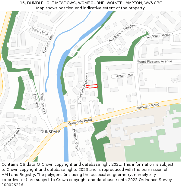 16, BUMBLEHOLE MEADOWS, WOMBOURNE, WOLVERHAMPTON, WV5 8BG: Location map and indicative extent of plot