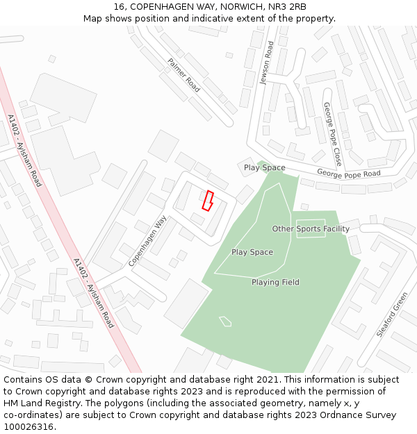 16, COPENHAGEN WAY, NORWICH, NR3 2RB: Location map and indicative extent of plot