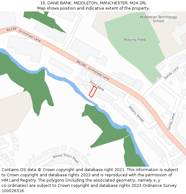 16, DANE BANK, MIDDLETON, MANCHESTER, M24 2RL: Location map and indicative extent of plot