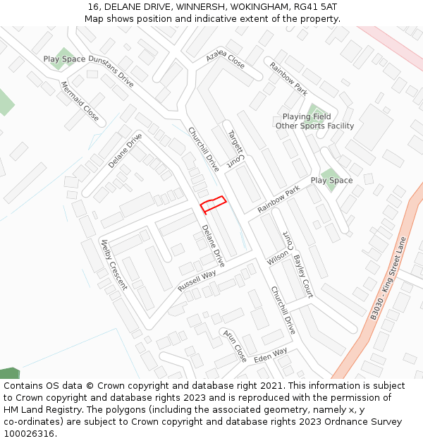 16, DELANE DRIVE, WINNERSH, WOKINGHAM, RG41 5AT: Location map and indicative extent of plot