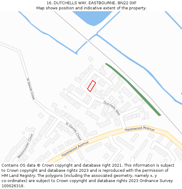 16, DUTCHELLS WAY, EASTBOURNE, BN22 0XF: Location map and indicative extent of plot