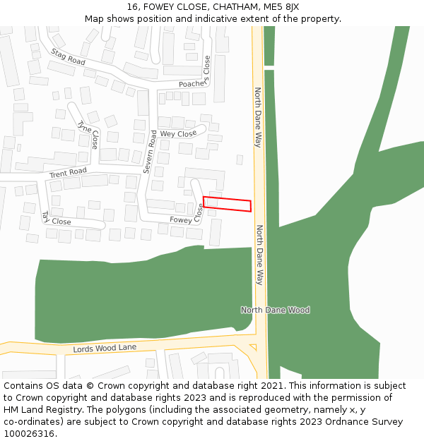 16, FOWEY CLOSE, CHATHAM, ME5 8JX: Location map and indicative extent of plot