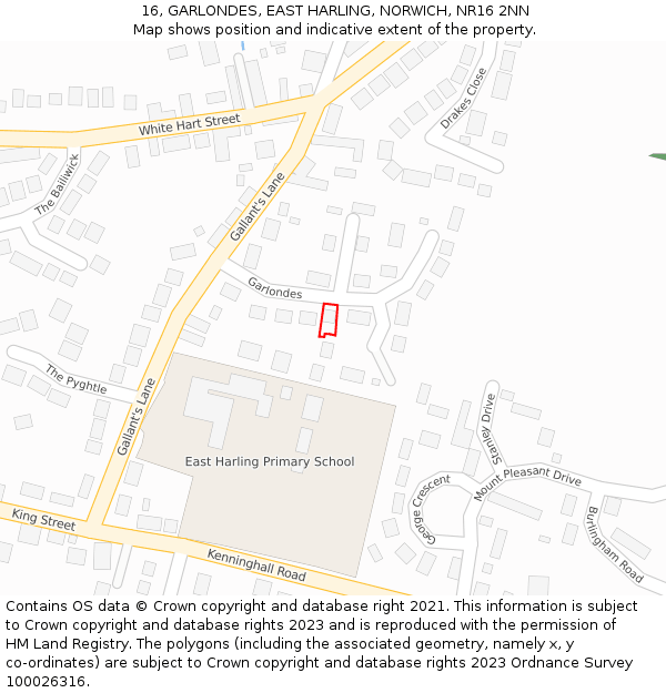 16, GARLONDES, EAST HARLING, NORWICH, NR16 2NN: Location map and indicative extent of plot