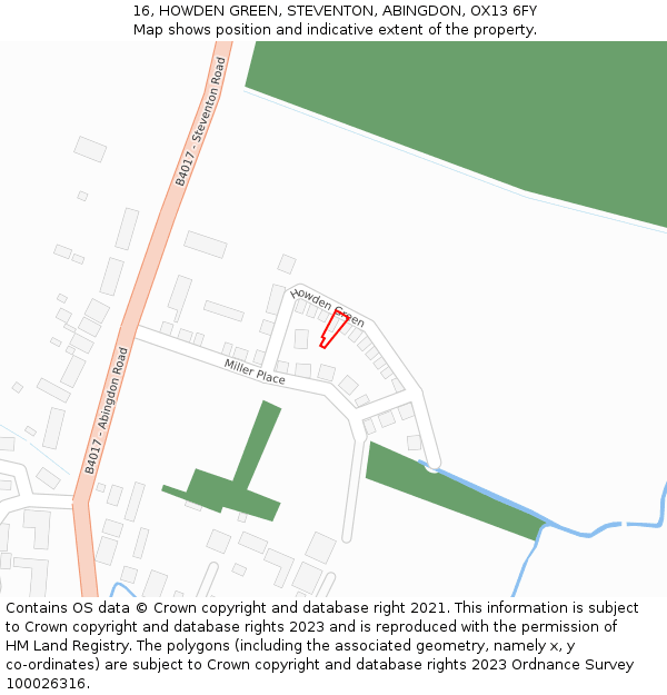 16, HOWDEN GREEN, STEVENTON, ABINGDON, OX13 6FY: Location map and indicative extent of plot