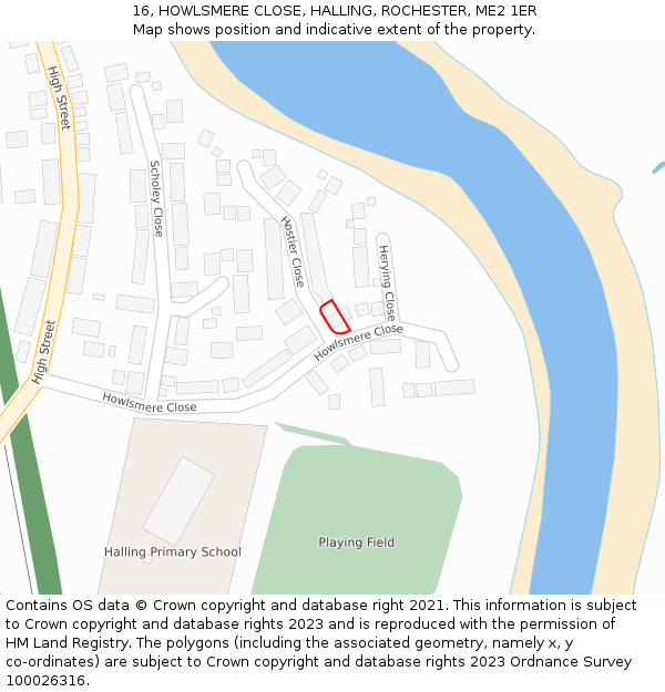 16, HOWLSMERE CLOSE, HALLING, ROCHESTER, ME2 1ER: Location map and indicative extent of plot