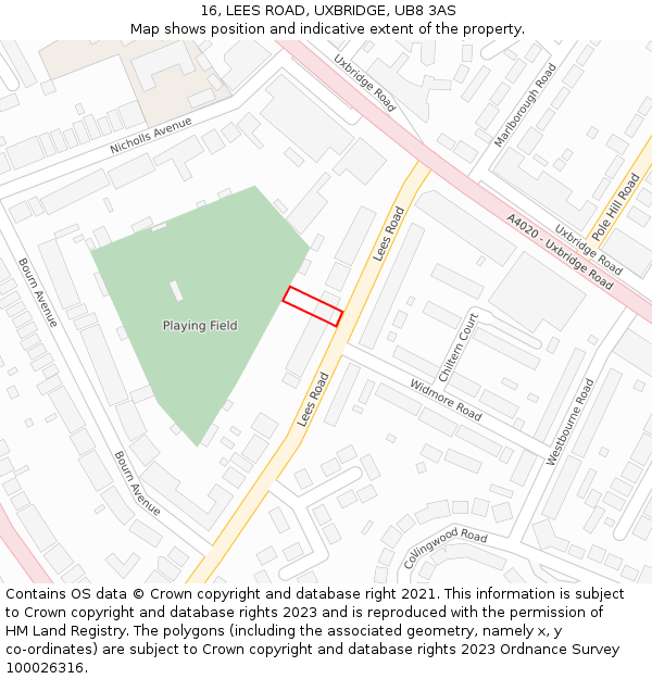 16, LEES ROAD, UXBRIDGE, UB8 3AS: Location map and indicative extent of plot